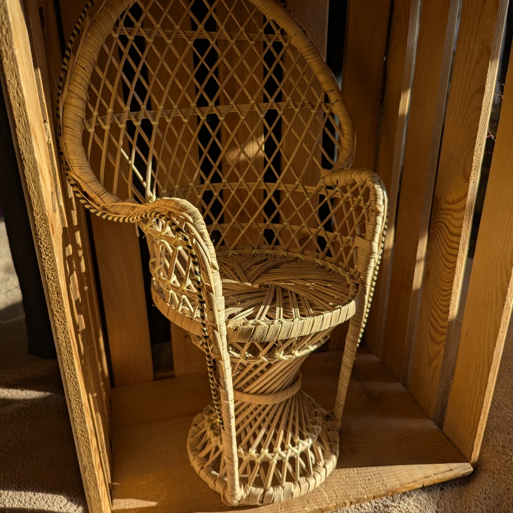 Woven Rattan Chair | Doll Size Chair Or Small Plant